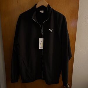 Black Puma Jacket Mens Medium Windbreaker Zip Pockets